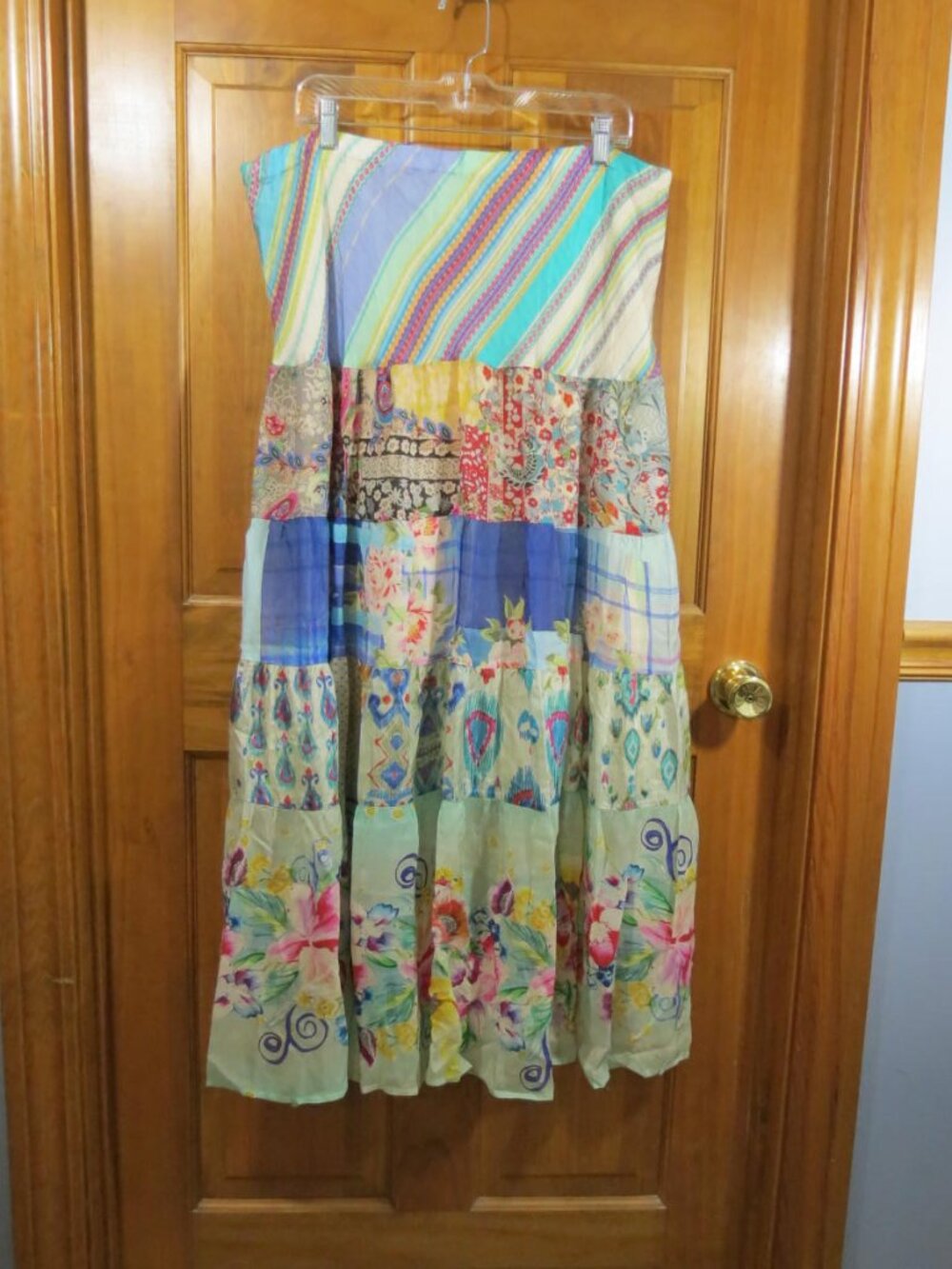 NWT Johnny Was Silk Maxi Skirt Boho Tiered Size XL